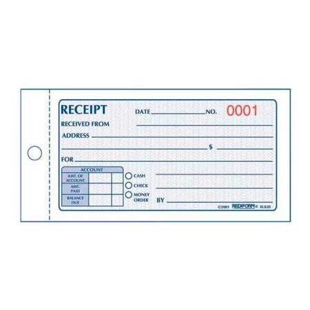 REDIFORM OFFICE PRODUCTS Rediform® Money Receipt Book, 2-Part, Carbonless, 2-3/4" x 5", 50 Sets/Book 8L820